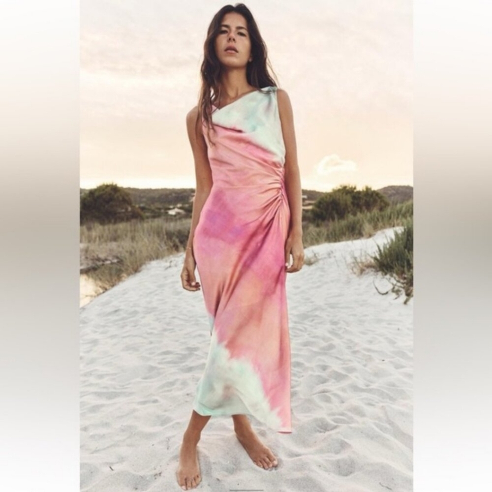Zara Multicolor Tie-Dye Midi Dress